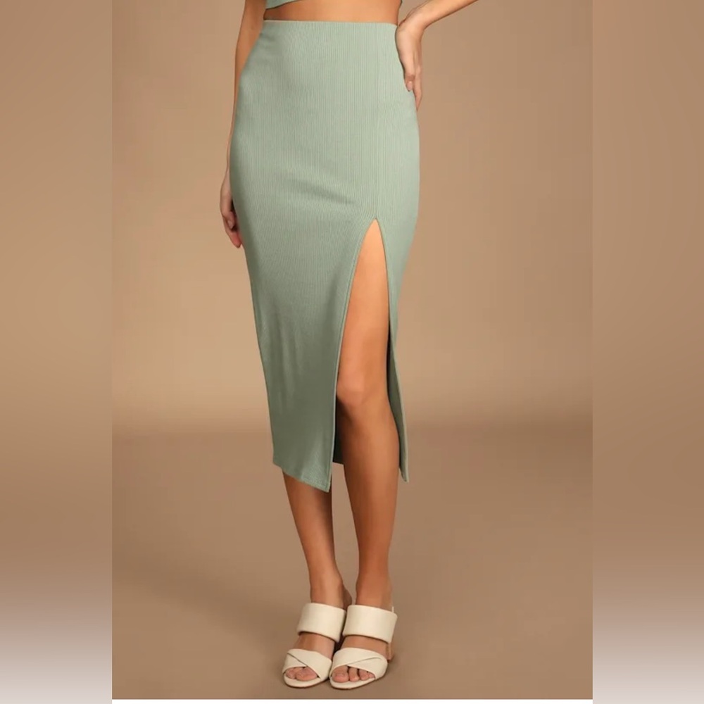 Lulus Sage Ribbed Two-Piece Set - Picture 2 of 3
